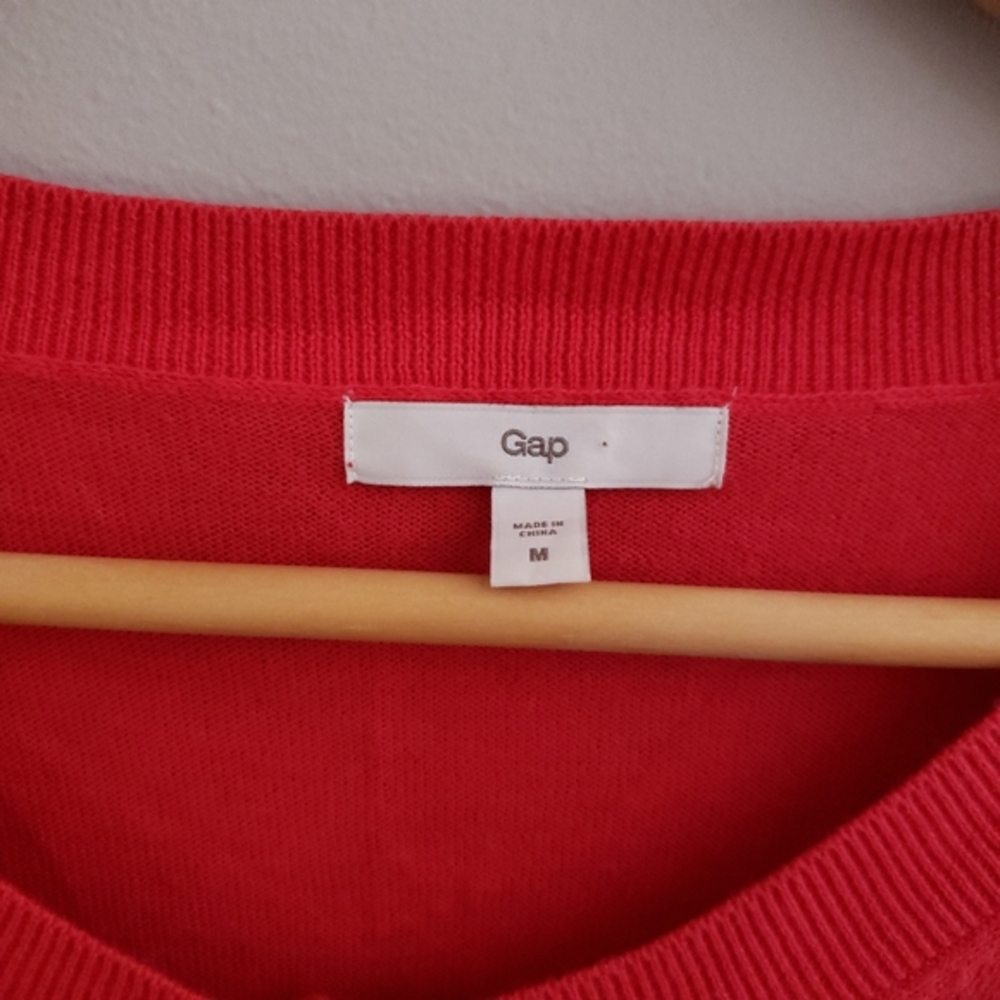 GAP Orange-red 3/4 vneck cardigan med‎ - Picture 2 of 3